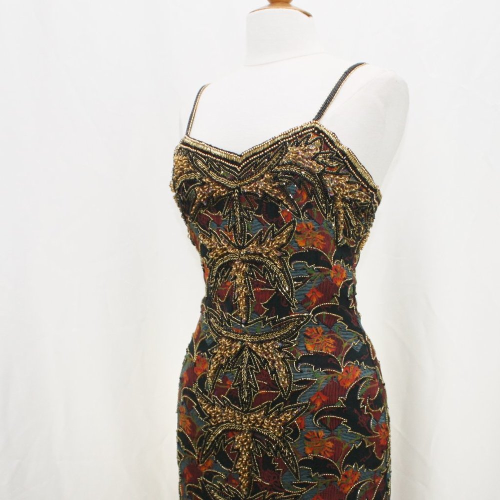 JASDEE Vintage Dress Hand Work Bead Sequins & Hand Print On Silk Style 2020M